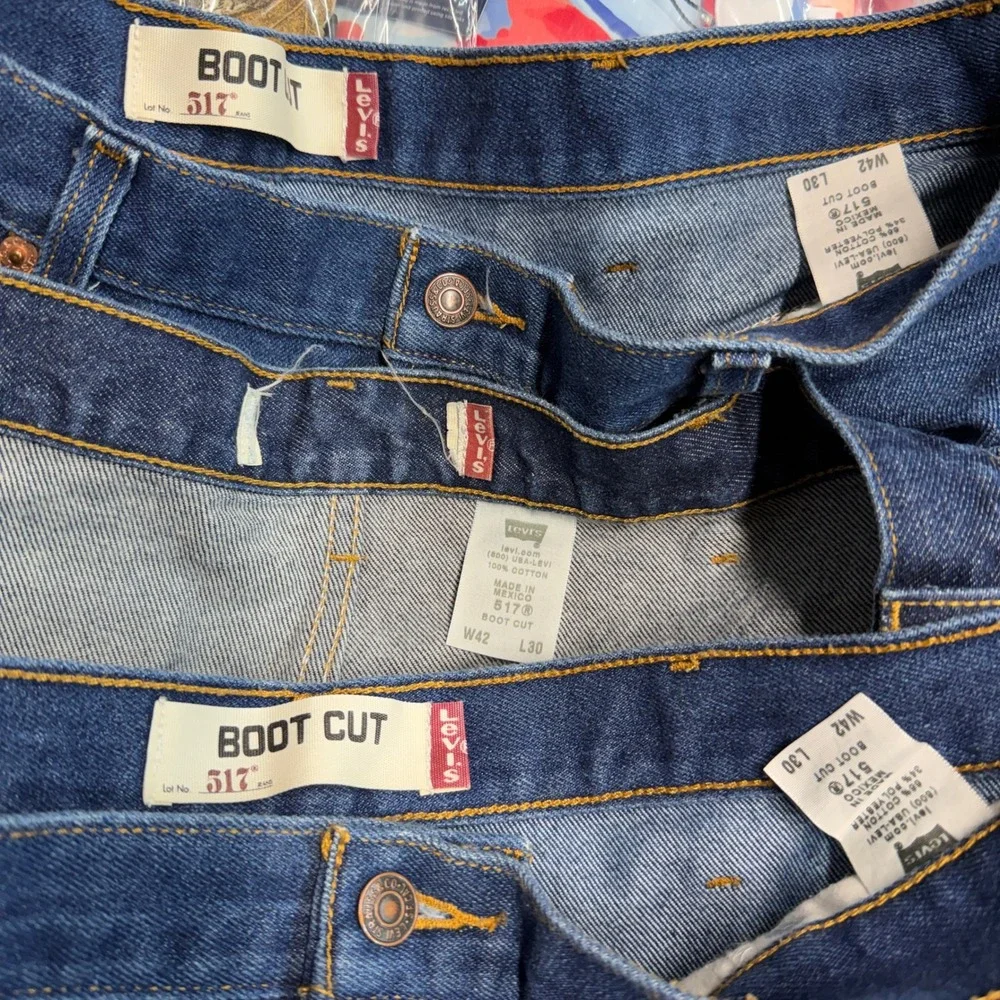 (LOT OF 3) VTG Y2K Levis 517 Boot Cut Mens‎ 42x25 Dark Wash Denim Blue Jeans